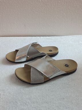 Revitalign Orthotic Leather Cross Band Slides Style Paloma Ladies 8.5 In Vguc